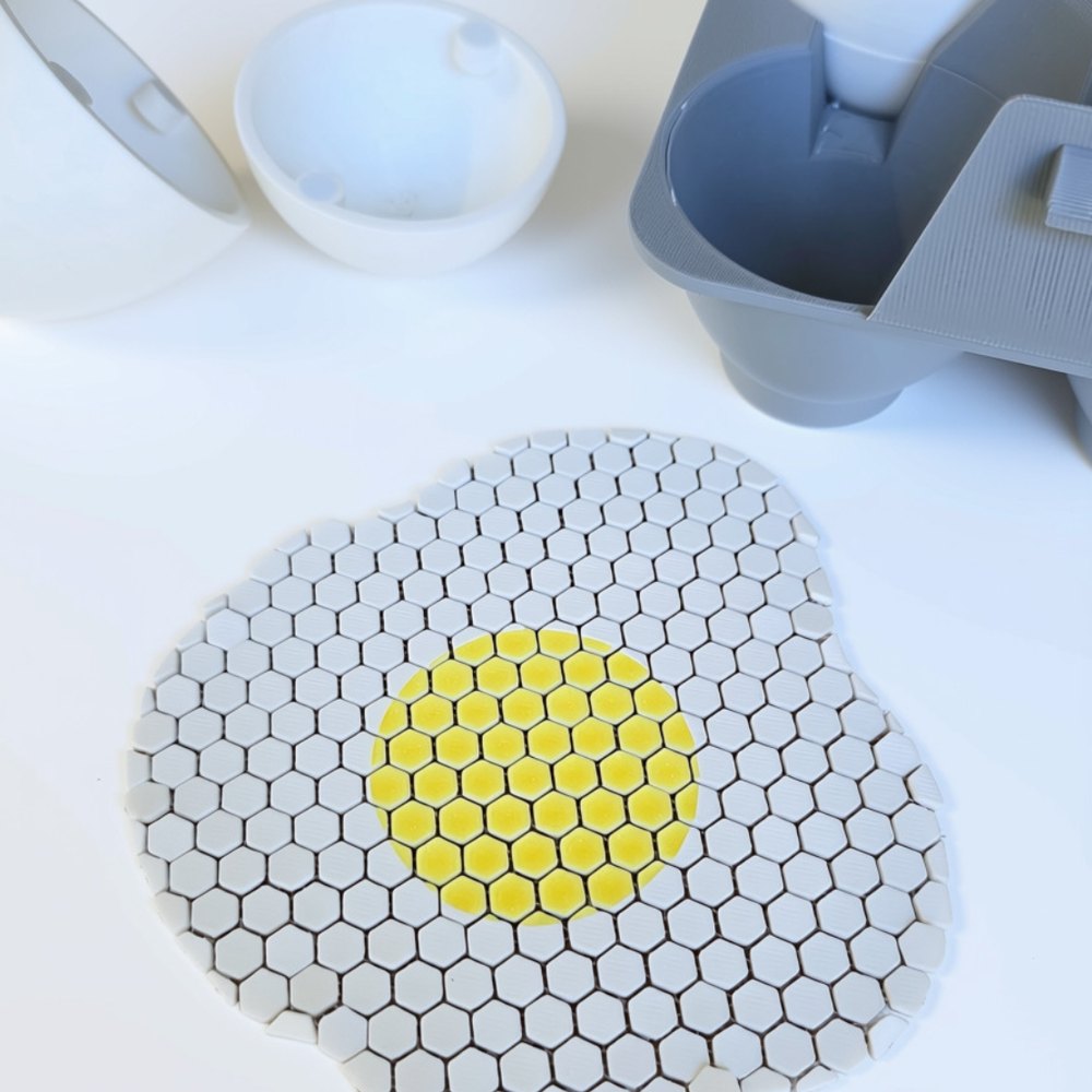 Magnetic eggs that open into a fried egg